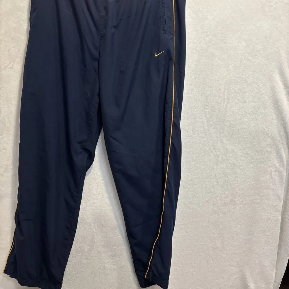 Nike Men's Windbreaker Track Pant Vintage Y2K Navy Yellow Ankle Zip Size XL